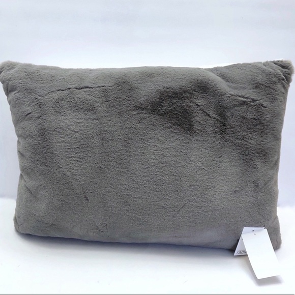 Nordstrom Gray Reversible Faux Fur Plush Pillow - Picture 7 of 8